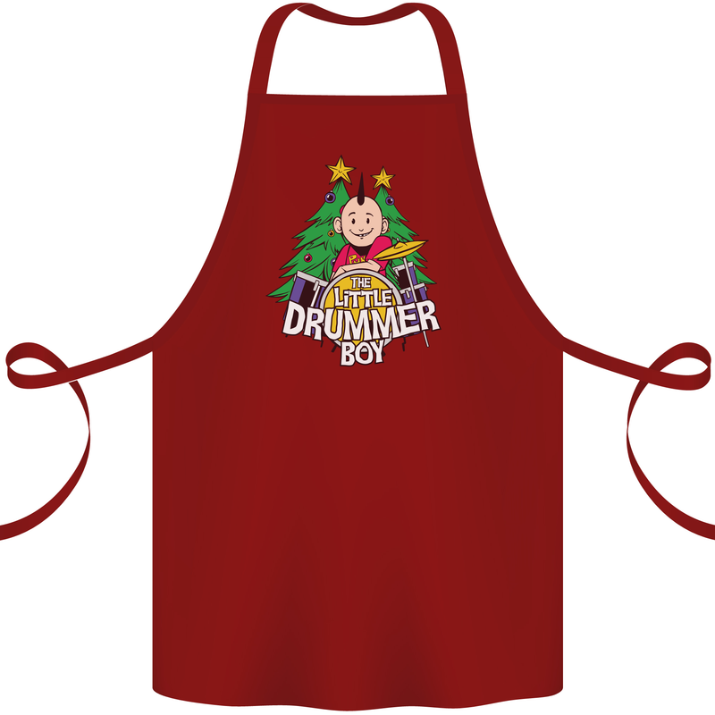Christmas the Little Drummer Boy Funny Cotton Apron 100% Organic Maroon