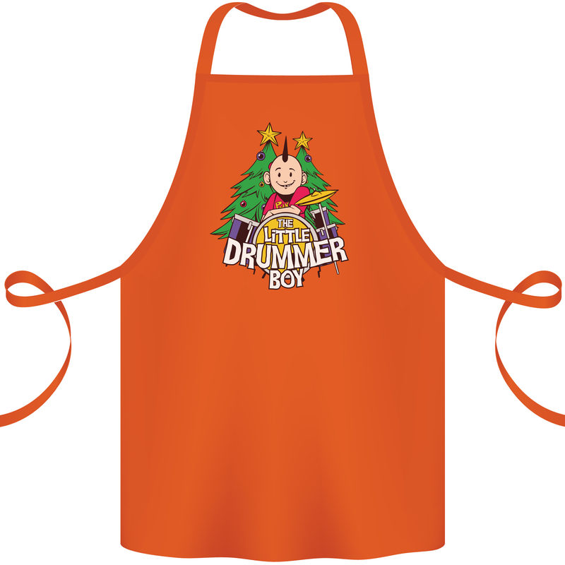 Christmas the Little Drummer Boy Funny Cotton Apron 100% Organic Orange