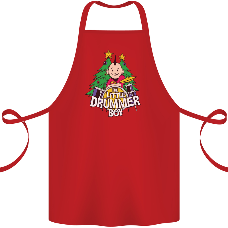 Christmas the Little Drummer Boy Funny Cotton Apron 100% Organic Red