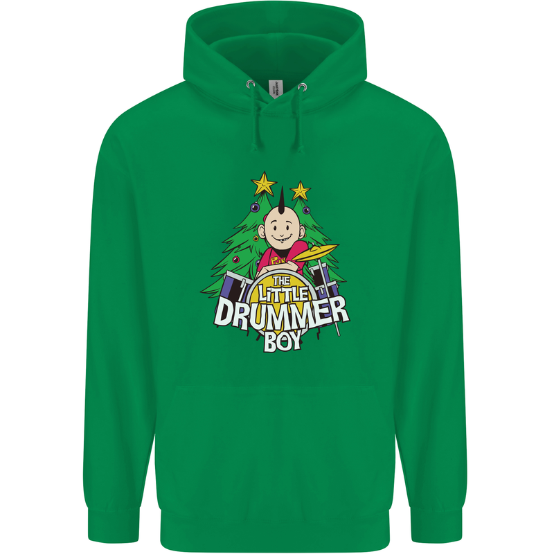 Christmas the Little Drummer Boy Funny Mens 80% Cotton Hoodie Irish Green