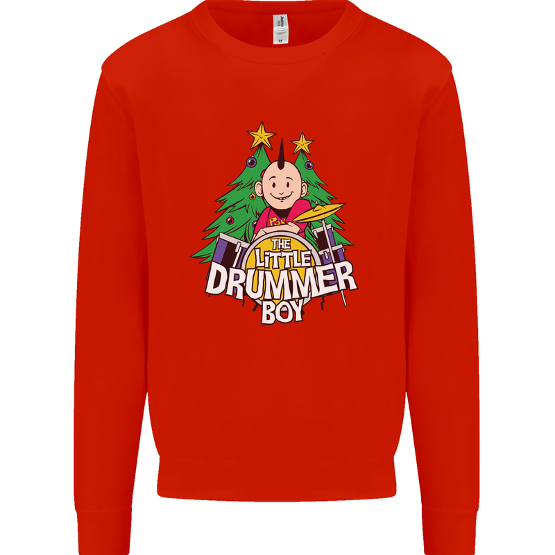 Christmas the Little Drummer Boy Funny Mens Sweatshirt Jumper Bright Red