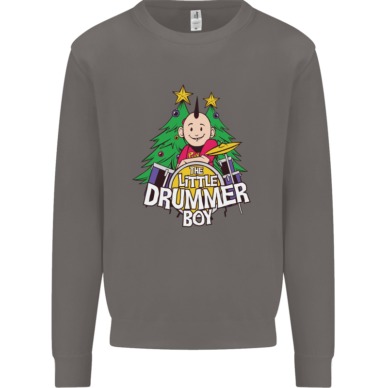 Christmas the Little Drummer Boy Funny Mens Sweatshirt Jumper Charcoal