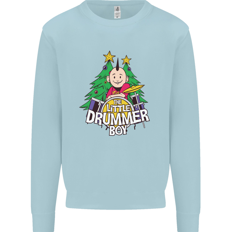 Christmas the Little Drummer Boy Funny Mens Sweatshirt Jumper Light Blue