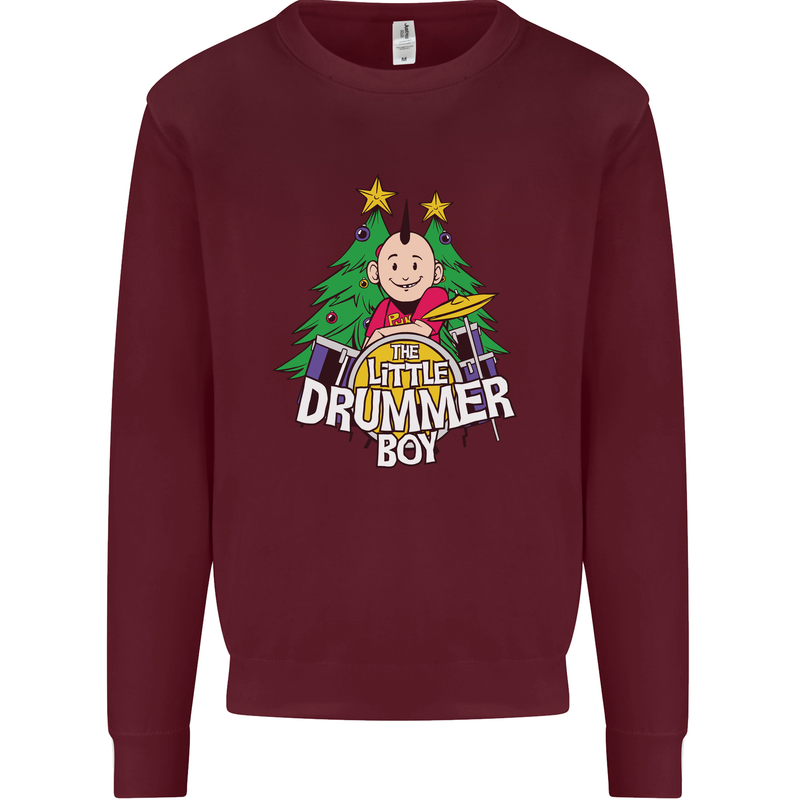 Christmas the Little Drummer Boy Funny Mens Sweatshirt Jumper Maroon