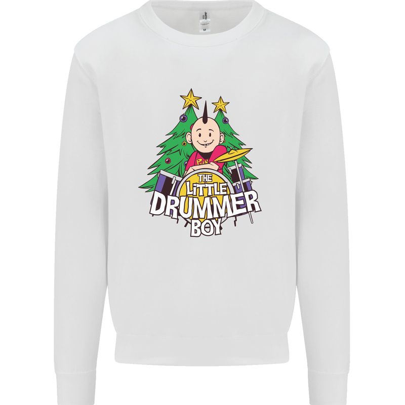 Christmas the Little Drummer Boy Funny Mens Sweatshirt Jumper White
