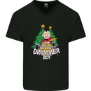 Christmas the Little Drummer Boy Funny Mens V-Neck Cotton T-Shirt Black