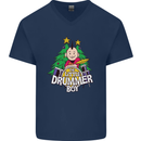 Christmas the Little Drummer Boy Funny Mens V-Neck Cotton T-Shirt Navy Blue