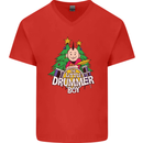 Christmas the Little Drummer Boy Funny Mens V-Neck Cotton T-Shirt Red