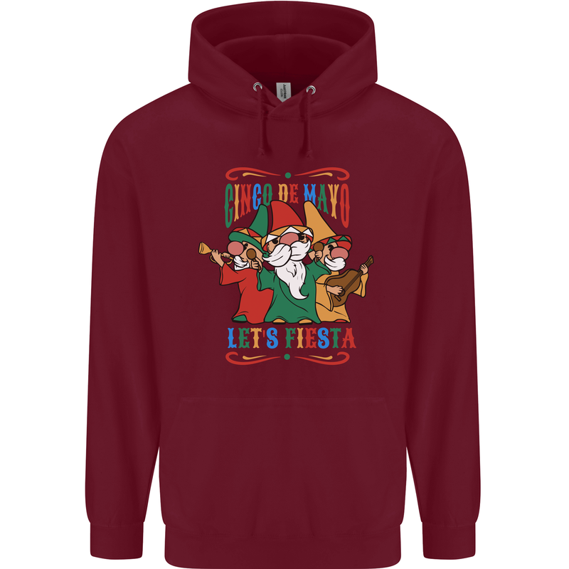 Cinco De Mayo Lets Fiesta Funny Gnomes Childrens Kids Hoodie Maroon