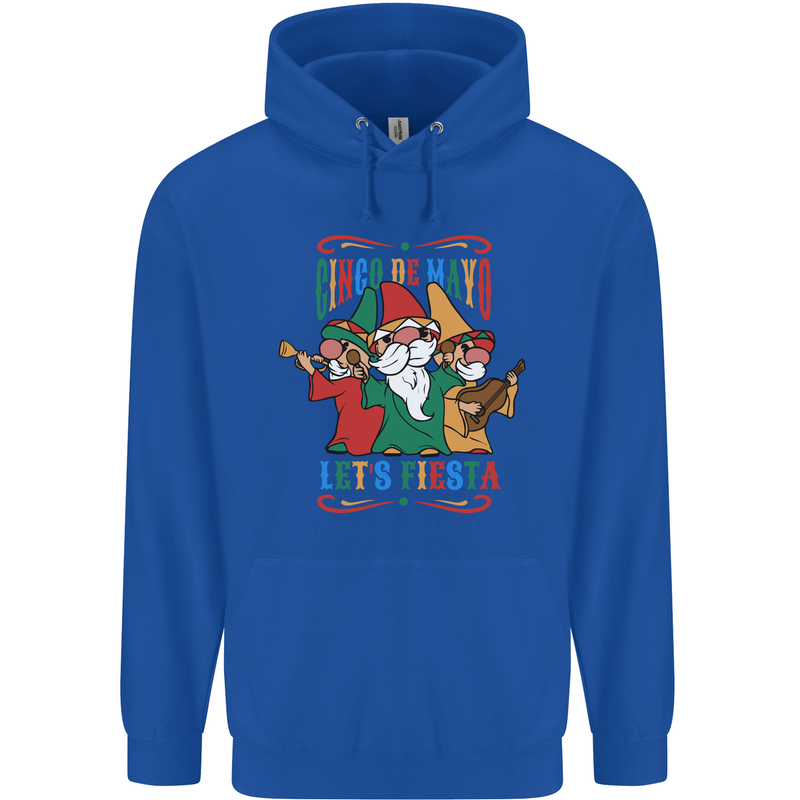 Cinco De Mayo Lets Fiesta Funny Gnomes Childrens Kids Hoodie Royal Blue