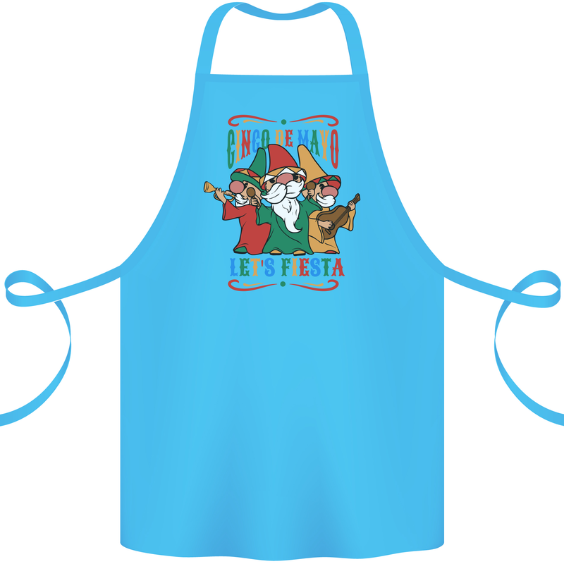 Cinco De Mayo Lets Fiesta Funny Gnomes Cotton Apron 100% Organic Turquoise