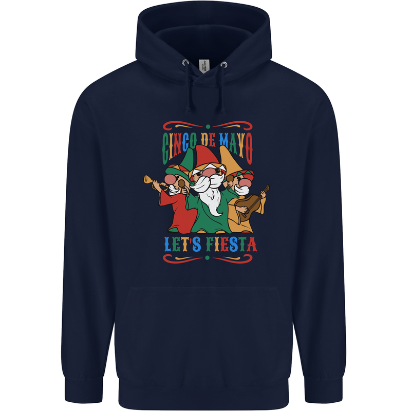 Cinco De Mayo Lets Fiesta Funny Gnomes Mens 80% Cotton Hoodie Navy Blue