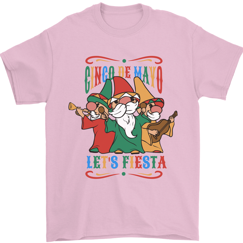 Cinco De Mayo Lets Fiesta Funny Gnomes Mens T-Shirt 100% Cotton Light Pink
