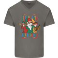 Cinco De Mayo Lets Fiesta Funny Gnomes Mens V-Neck Cotton T-Shirt Charcoal