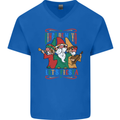 Cinco De Mayo Lets Fiesta Funny Gnomes Mens V-Neck Cotton T-Shirt Royal Blue