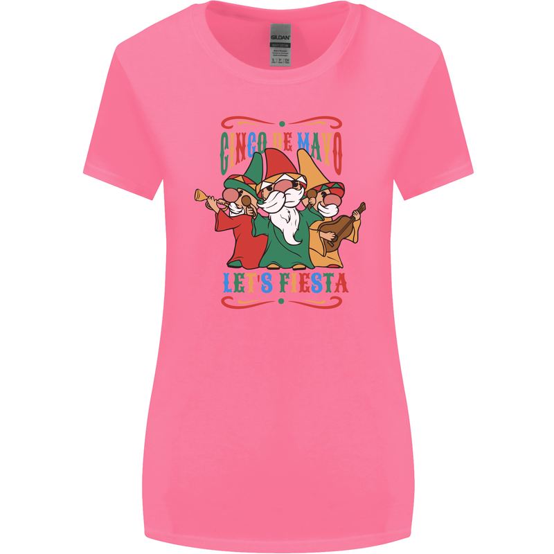 Cinco De Mayo Lets Fiesta Funny Gnomes Womens Wider Cut T-Shirt Azalea