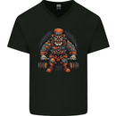 Circus Clown Weightlifting Gym Bodybuilding Mens V-Neck Cotton T-Shirt Black