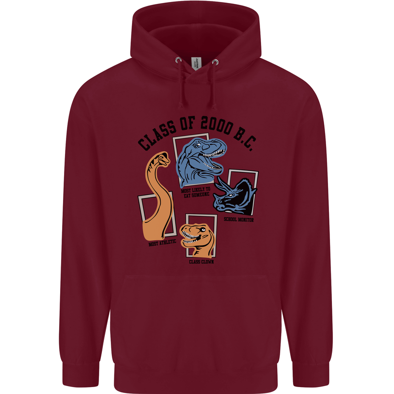 Class of 2000 BC Funny Dinosaur T-Rex Childrens Kids Hoodie Maroon