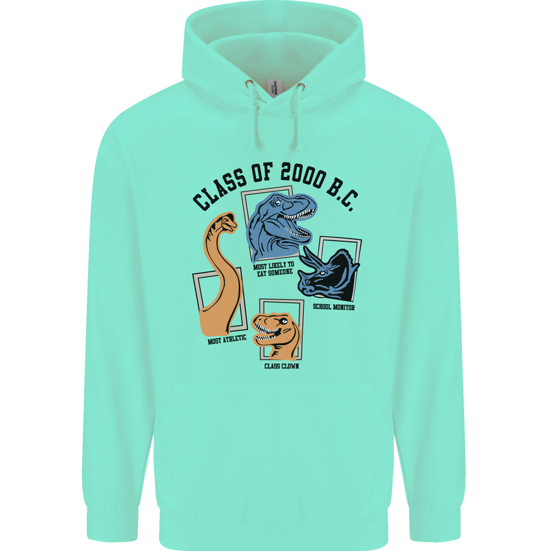 Class of 2000 BC Funny Dinosaur T-Rex Childrens Kids Hoodie Peppermint