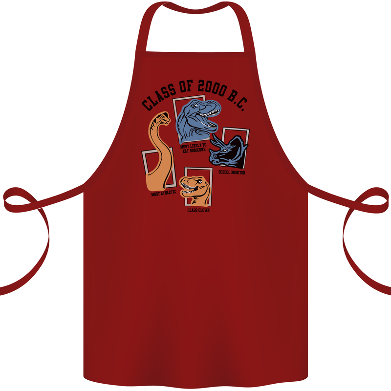 Class of 2000 BC Funny Dinosaur T-Rex Cotton Apron 100% Organic Maroon