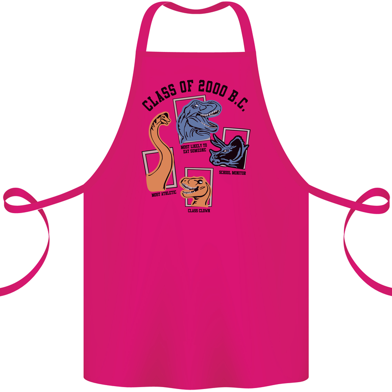 Class of 2000 BC Funny Dinosaur T-Rex Cotton Apron 100% Organic Pink
