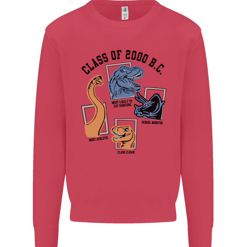 Class of 2000 BC Funny Dinosaur T-Rex Kids Sweatshirt Jumper Heliconia
