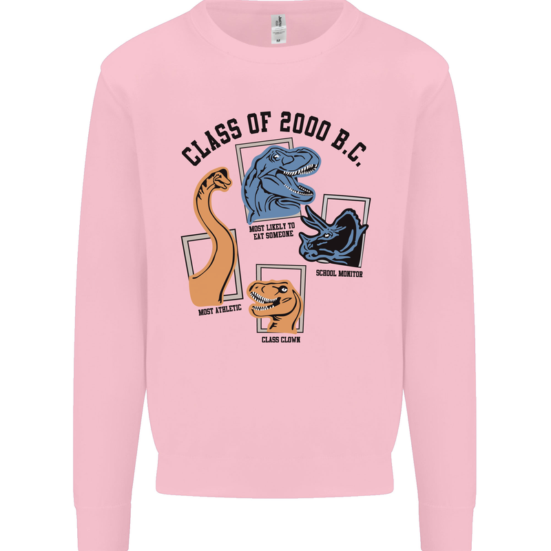 Class of 2000 BC Funny Dinosaur T-Rex Kids Sweatshirt Jumper Light Pink