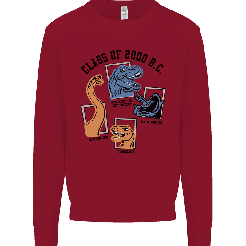 Class of 2000 BC Funny Dinosaur T-Rex Mens Sweatshirt Jumper Red