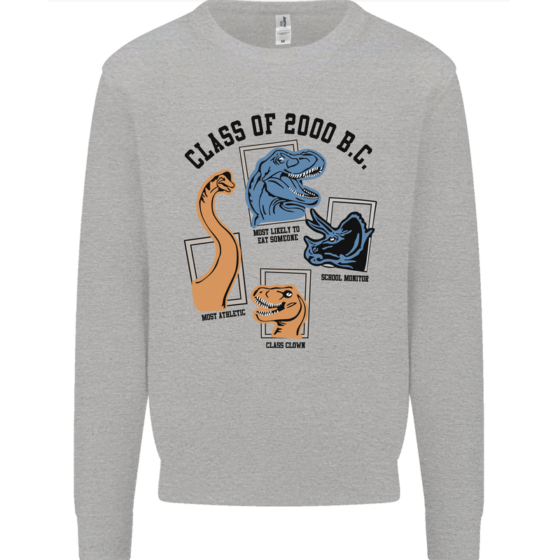 Class of 2000 BC Funny Dinosaur T-Rex Mens Sweatshirt Jumper Sports Grey