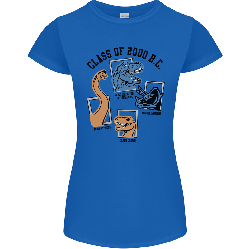 Class of 2000 BC Funny Dinosaur T-Rex Womens Petite Cut T-Shirt Royal Blue