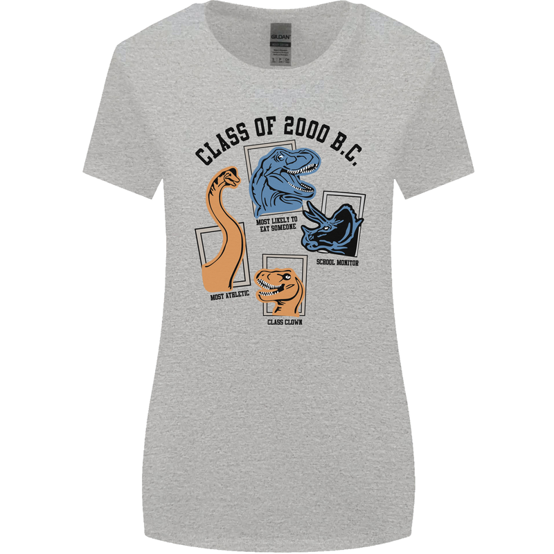 Class of 2000 BC Funny Dinosaur T-Rex Womens Wider Cut T-Shirt Sports Grey