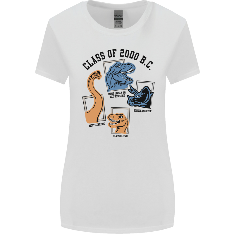 Class of 2000 BC Funny Dinosaur T-Rex Womens Wider Cut T-Shirt White