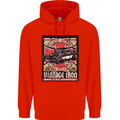 Classic Hotrod Vintage Iron Hot Rod Dragster Mens 80% Cotton Hoodie Bright Red