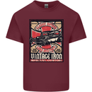 Classic Hotrod Vintage Iron Hot Rod Dragster Mens Cotton T-Shirt Tee Top Maroon