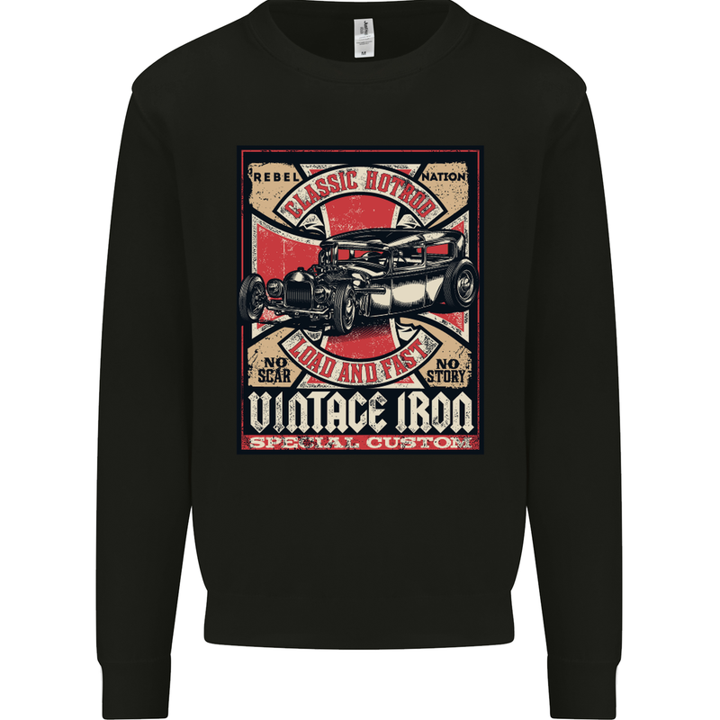Classic Hotrod Vintage Iron Hot Rod Dragster Mens Sweatshirt Jumper Black