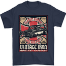 Classic Hotrod Vintage Iron Hot Rod Dragster Mens T-Shirt Cotton Gildan Navy Blue