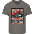 Classic Hotrod Vintage Iron Hot Rod Dragster Mens V-Neck Cotton T-Shirt Charcoal
