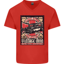 Classic Hotrod Vintage Iron Hot Rod Dragster Mens V-Neck Cotton T-Shirt Red