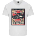 Classic Hotrod Vintage Iron Hot Rod Dragster Mens V-Neck Cotton T-Shirt White