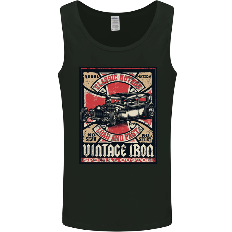 Classic Hotrod Vintage Iron Hot Rod Dragster Mens Vest Tank Top Black