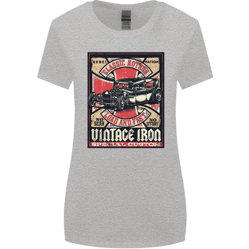 Classic Hotrod Vintage Iron Hot Rod Dragster Womens Wider Cut T-Shirt Sports Grey