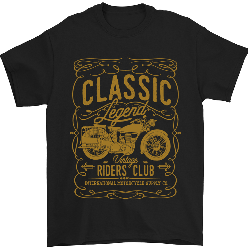 Classic Legend Riders Club Motorbike Biker Mens T-Shirt Cotton Gildan Black