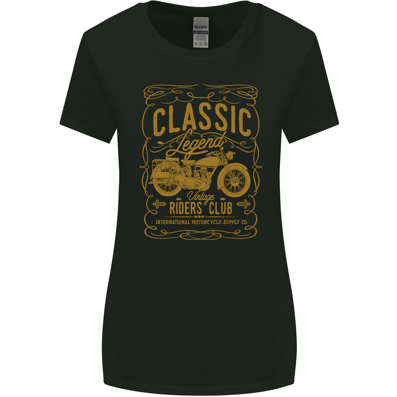 Classic Legend Riders Club Motorbike Biker Womens Wider Cut T-Shirt Black