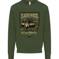 Classic Wheel Motorcycle Motorbike Biker Kids Sweatshirt Jumper Forest Green