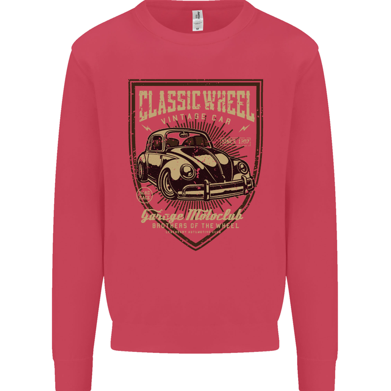 Classic Wheel Motorcycle Motorbike Biker Kids Sweatshirt Jumper Heliconia
