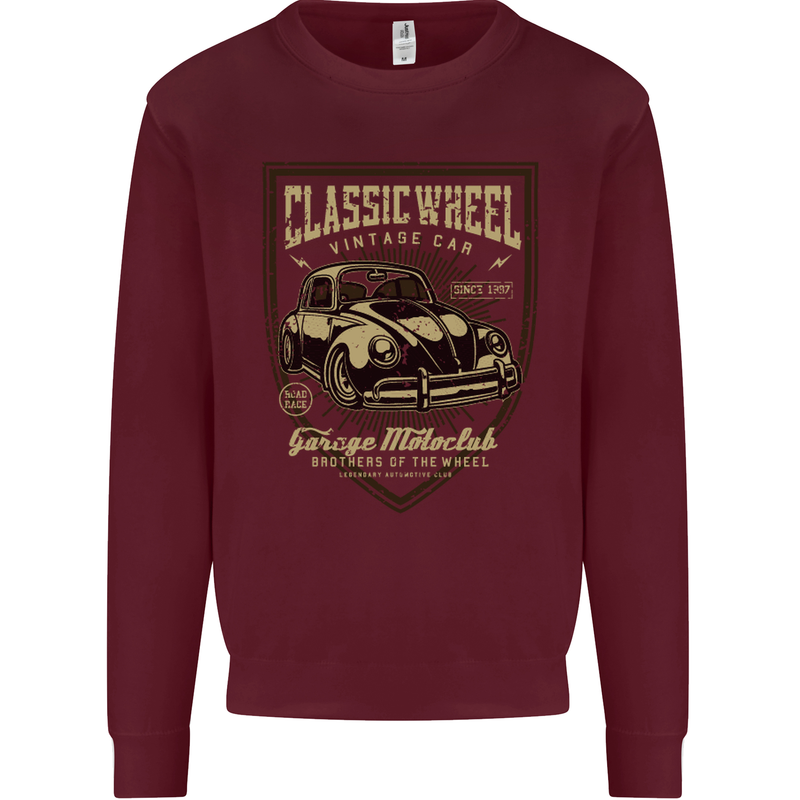 Classic Wheel Motorcycle Motorbike Biker Kids Sweatshirt Jumper Maroon