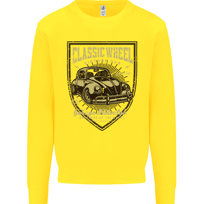 Classic Wheel Motorcycle Motorbike Biker Kids Sweatshirt Jumper Yellow