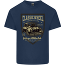 Classic Wheel Motorcycle Motorbike Biker Kids T-Shirt Childrens Navy Blue