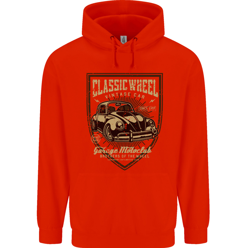 Classic Wheel Motorcycle Motorbike Biker Mens 80% Cotton Hoodie Bright Red