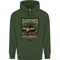 Classic Wheel Motorcycle Motorbike Biker Mens 80% Cotton Hoodie Forest Green
